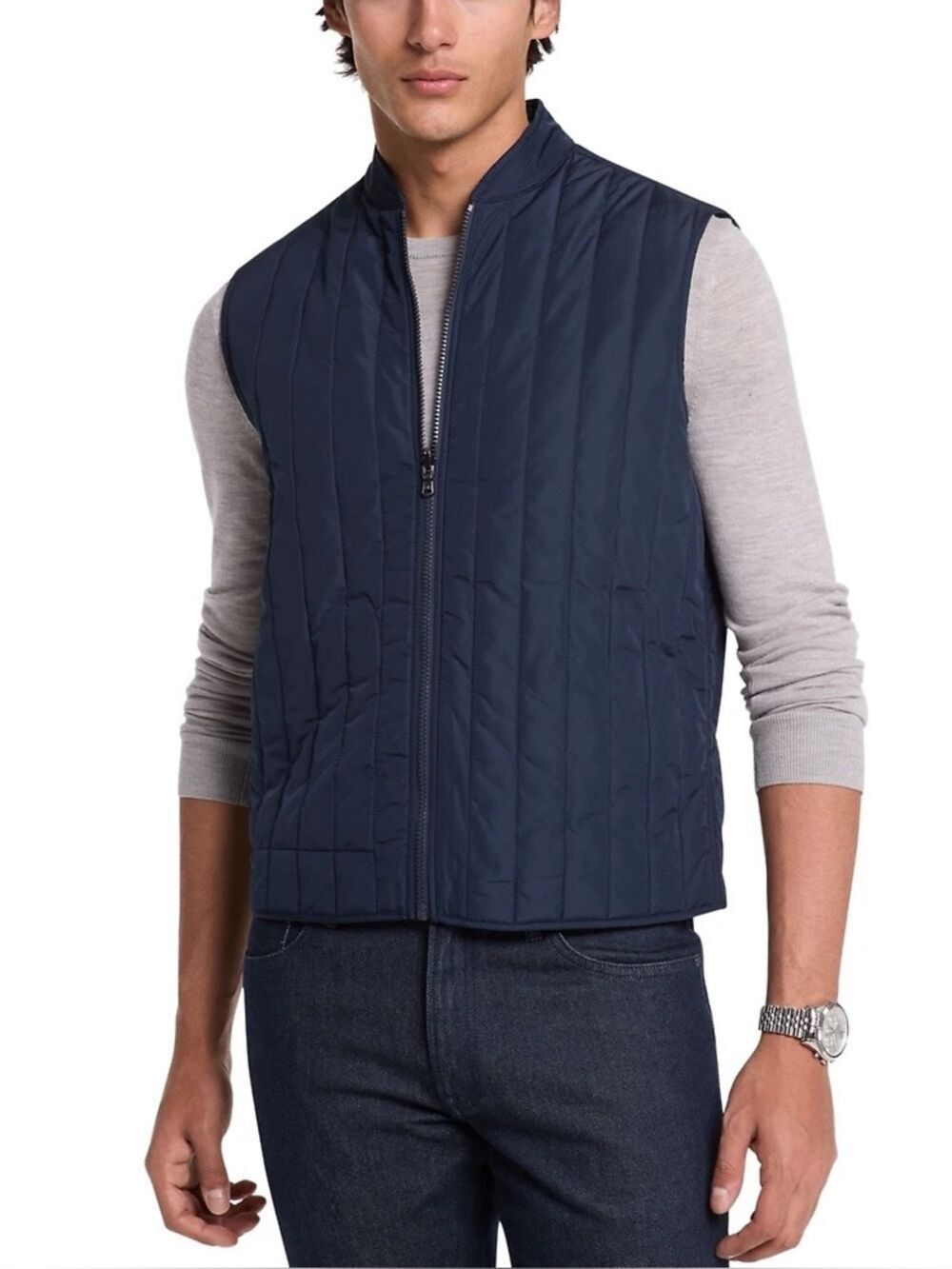 Michael Kors Quilted Navy Zip Vest